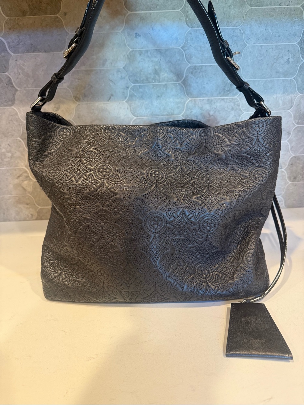 Louis Vuitton Monogram Lambskin Antheia Hobo PM Black
